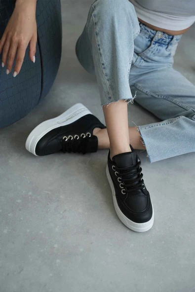 Alice Siyah Kadın Gizli Topuklu Sneaker - 5