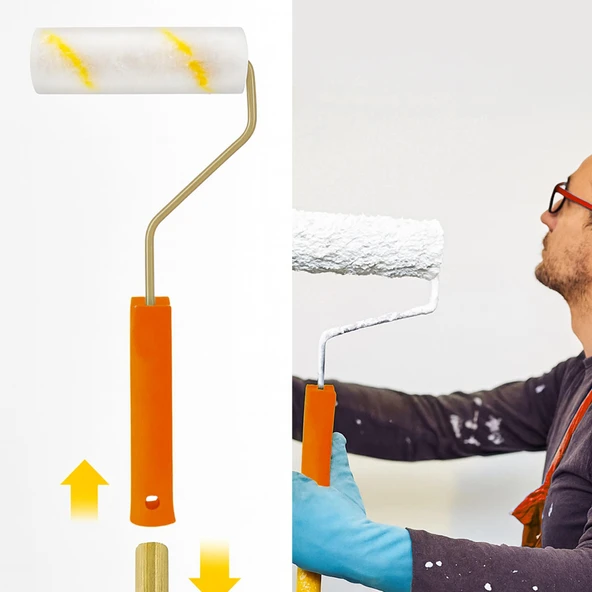 Dekor-1017 Plasdek 5cm Orta Çap 25 mm Tüylü İç Cephe Saplı Boya Rulosu 25 cm - Resim 4