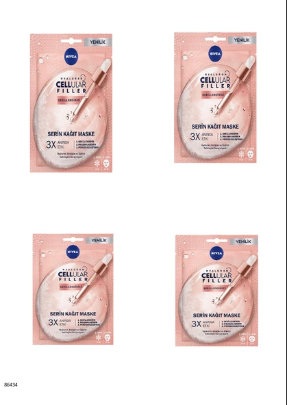 86434 NIVEA Cellular Filler Şekillendirici Serin Kağıt Maske  4 ADET