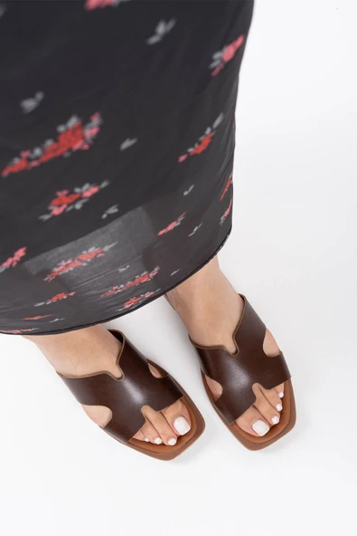 Fergei Acı Kahve Hakiki Deri Terlik - Resim 6