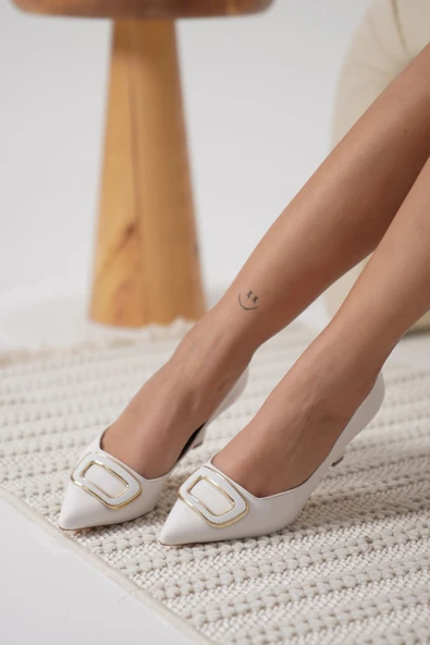 Emery Kadın Beyaz Topuklu Ayakkabı - Resim 5