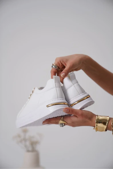 Nova Kadın Gold Detaylı Beyaz Sneaker - 2