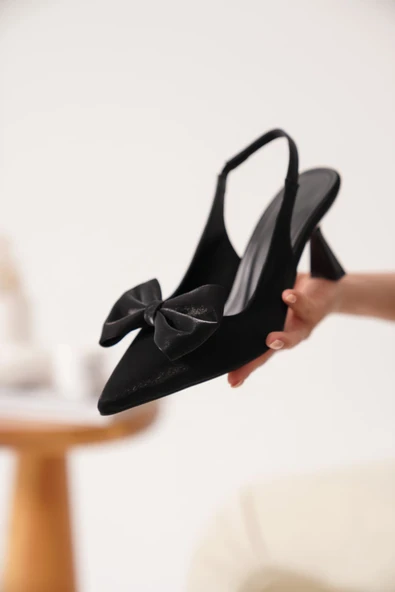 Serra Siyah Özel Malzeme Kadın Topuklu Ayakkabı ürün görseli