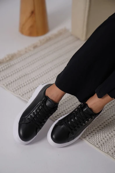 Nova Kadın Gümüş Detaylı Siyah Sneaker - 4