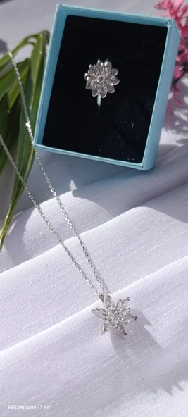 LOTUS ÇİÇEĞİ KOLYE VE YÜÜZK SET - 3