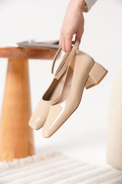 Arilla Bej Rugan Kadın Topuklu Ayakkabı - Resim 3