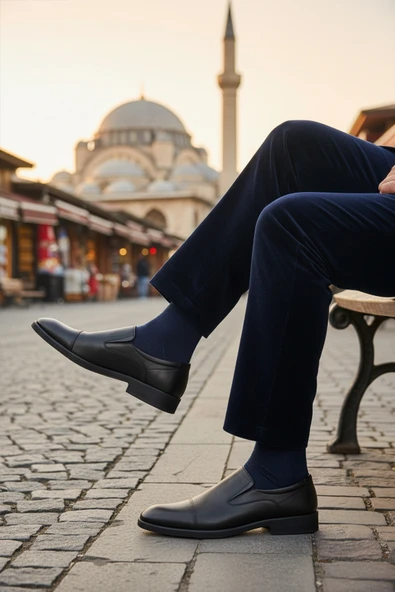 Ayakmod Siyah Hakiki Deri Kaymaz Taban Erkek Klasik Ayakkabı 916 M - 3