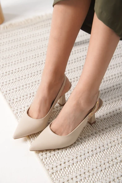 Ophelia Kadın Mat Bej Topuklu Ayakkabı ürün görseli
