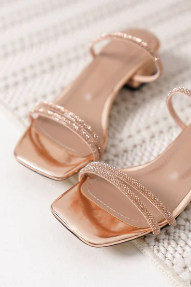 Emma Kadın Kalın Topuklu Rose Gold Terlik - Resim 3