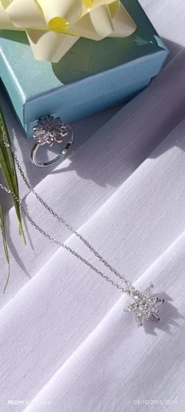 LOTUS ÇİÇEĞİ KOLYE VE YÜÜZK SET - 8