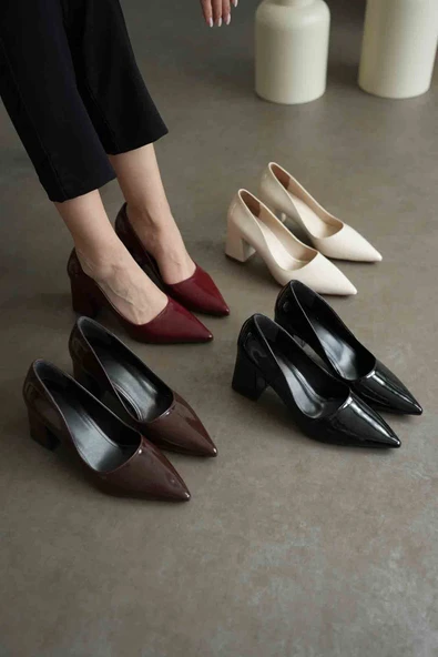 Valeria Acı Kahve Rugan Kadın Topuklu Ayakkabı - Resim 9