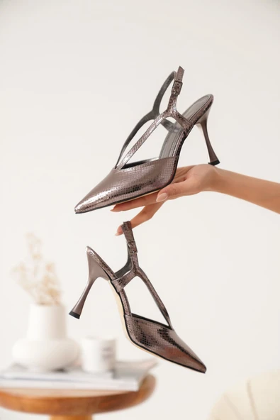 Violet Kadın Platin Topuklu Ayakkabı - Resim 2