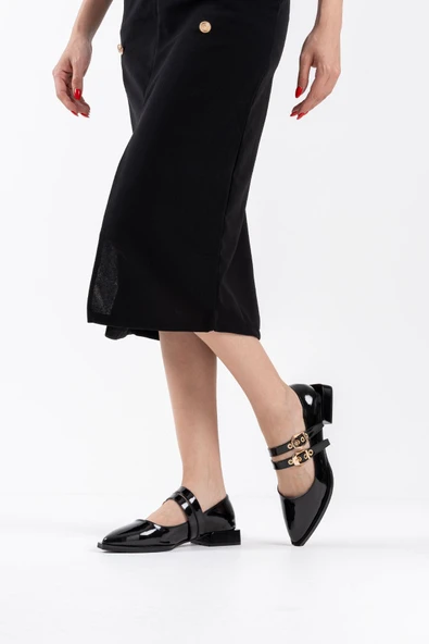 Murder Siyah Rugan Kemer Detaylı Kadın Topuklu Ayakkabı - Resim 5