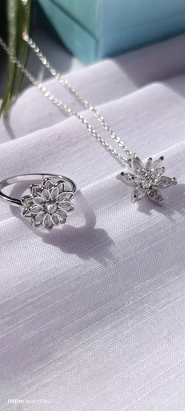 LOTUS ÇİÇEĞİ KOLYE VE YÜÜZK SET - 7