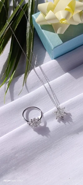 LOTUS ÇİÇEĞİ KOLYE VE YÜÜZK SET - 4