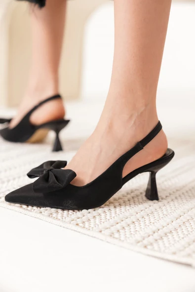 Serra Siyah Özel Malzeme Kadın Topuklu Ayakkabı - Resim 3