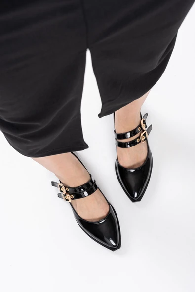 Murder Siyah Rugan Kemer Detaylı Kadın Topuklu Ayakkabı - Resim 6