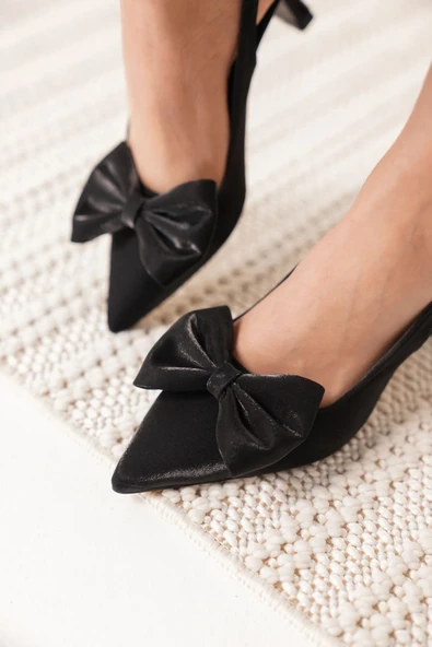 Serra Siyah Özel Malzeme Kadın Topuklu Ayakkabı - Resim 4