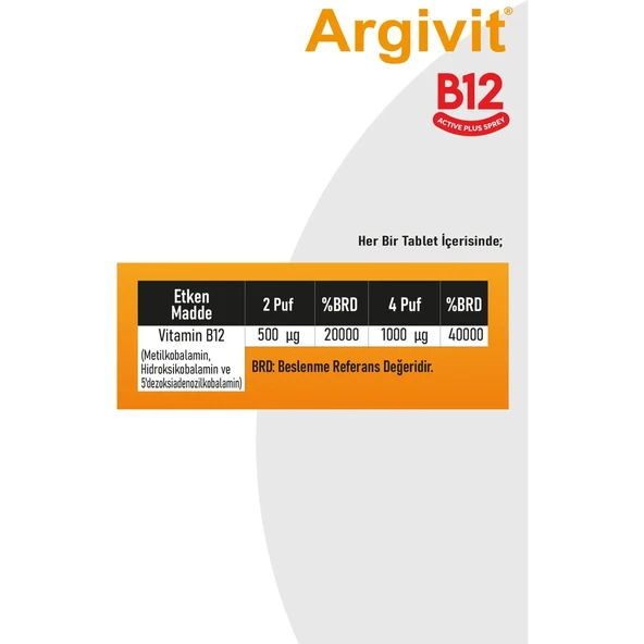 Argivit B12 Active Plus Sprey 30 ml - Resim 4