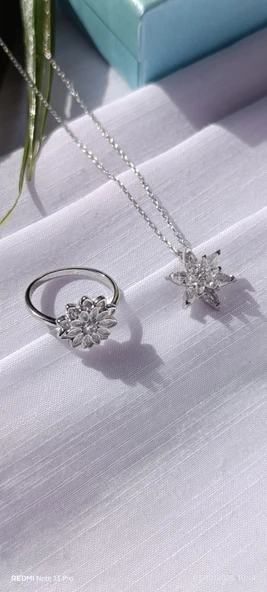 LOTUS ÇİÇEĞİ KOLYE VE YÜÜZK SET - 6