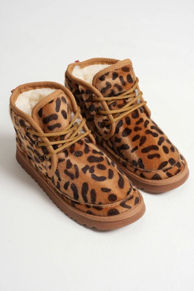 Daria Kadın Kışlık Leopar Desen İçi Kürklü Bot - 6