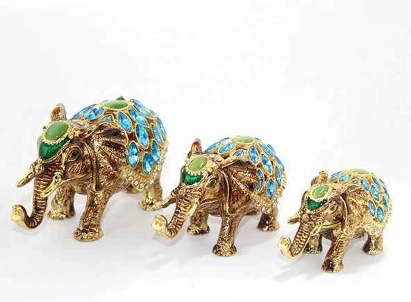 MDB Swarovski Taşlı 3'lü Fil Figürü Model 2 ürün görseli 1