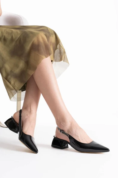 Allien Siyah Rugan Kadın Ayakkabı - Resim 4