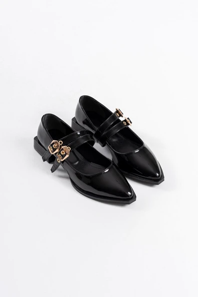 Murder Siyah Rugan Kemer Detaylı Kadın Topuklu Ayakkabı - Resim 2