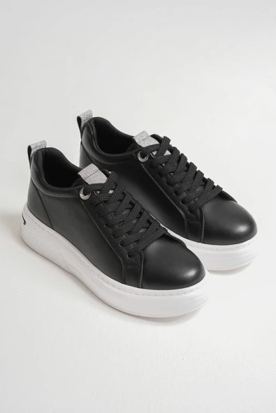 Liza Kadın Şık Günlük Siyah Sneaker - 4