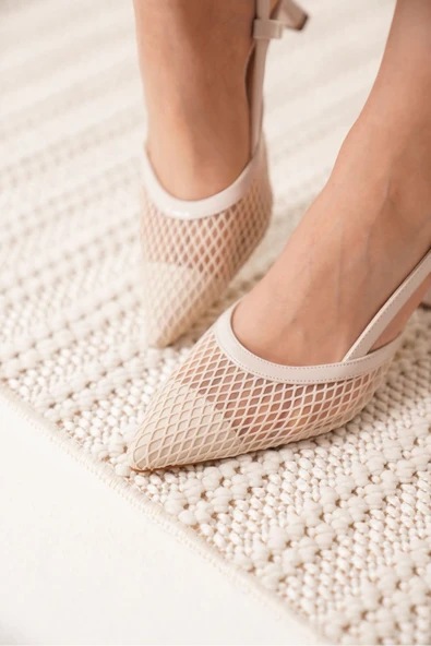 Winstey Kadın Bej Topuklu Ayakkabı - Resim 4