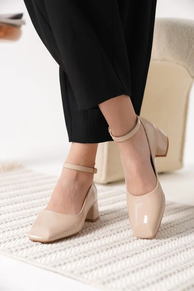 Arilla Bej Rugan Kadın Topuklu Ayakkabı - Resim 2