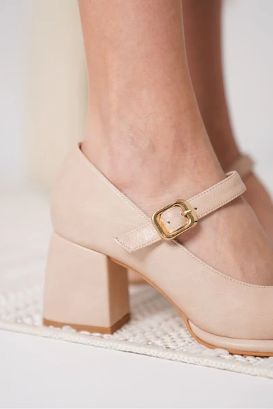 Kelly Nude Cilt Kadın Topuklu Ayakkabı - Resim 5