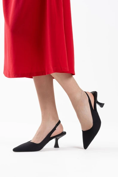 Angelica Kadın Siyah Saten Topuklu Ayakkabı - Resim 5