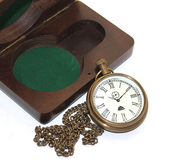 MDB Ahşap Kutulu Pirinç Köstekli Saat Model 7 ürün görseli 1