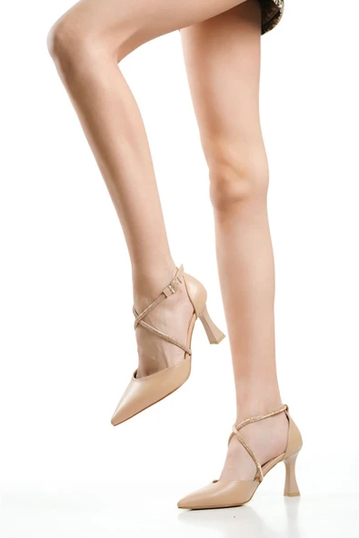 Fiona Taşlı Kadın Nude Topuklu Ayakkabı - Resim 10