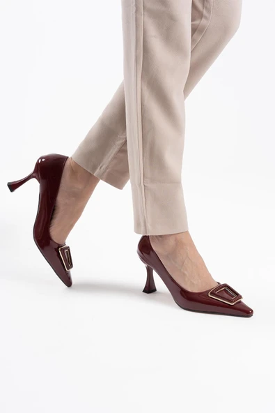 Nora Kadın Bordo Rugan Ayakkabı - Resim 3