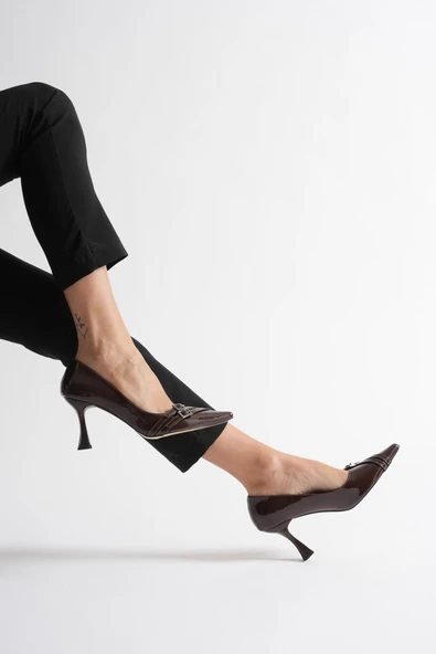 Maya Kadın Acı Kahve Rugan Ayakkabı - Resim 4