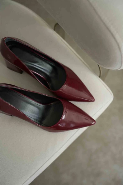 Valeria Bordo Rugan Kadın Topuklu Ayakkabı - Resim 7