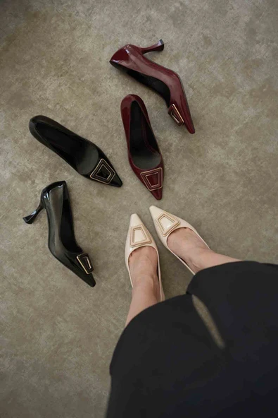 Nora Kadın Bordo Rugan Ayakkabı - Resim 8