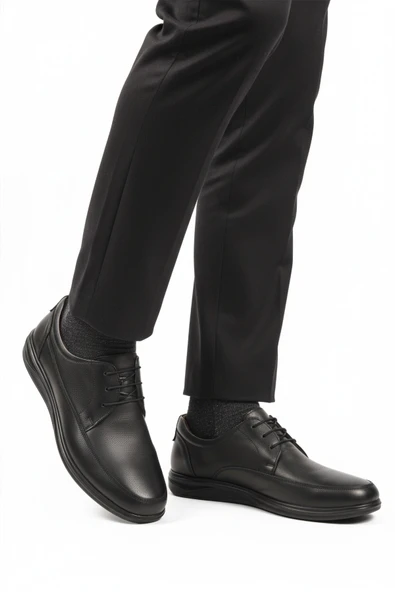 Ayakmod Siyah Hakiki Deri Jel Taban Anatomik Erkek Casual Ayakkabı 473 M