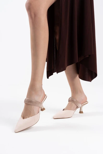 Nina Topuklu Bej Kadın Terlik - Resim 3