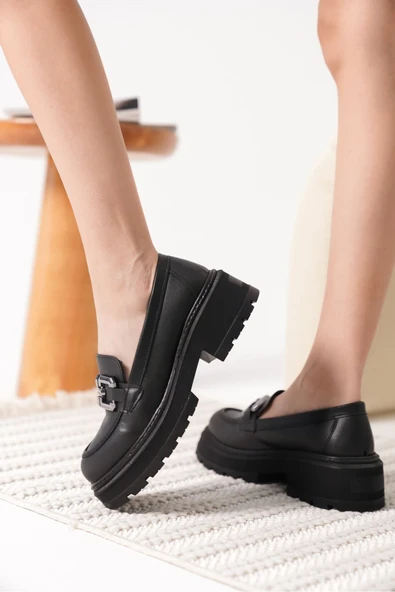 Terry Cilt Siyah Kadın Loafer - 6