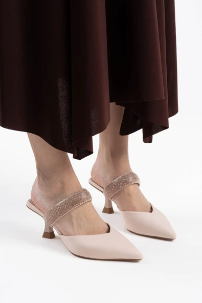 Nina Topuklu Bej Kadın Terlik - Resim 5