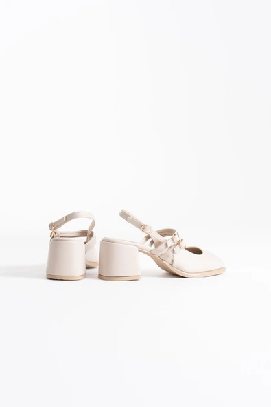 Faye Bej Cilt Kadın Topuklu Ayakkabı - Resim 9