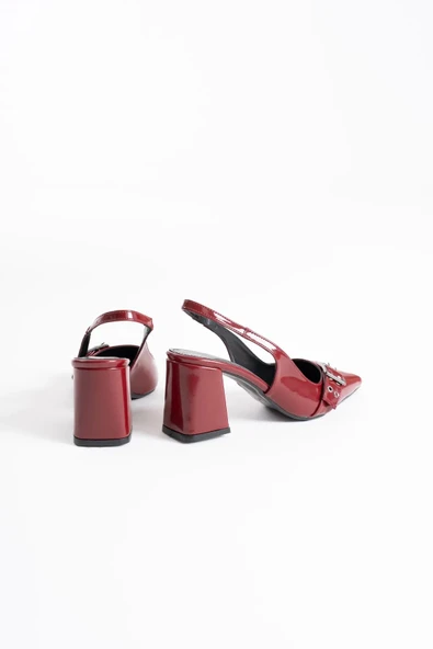 Keira Bordo Rugan Kadın Topuklu Ayakkabı - Resim 3