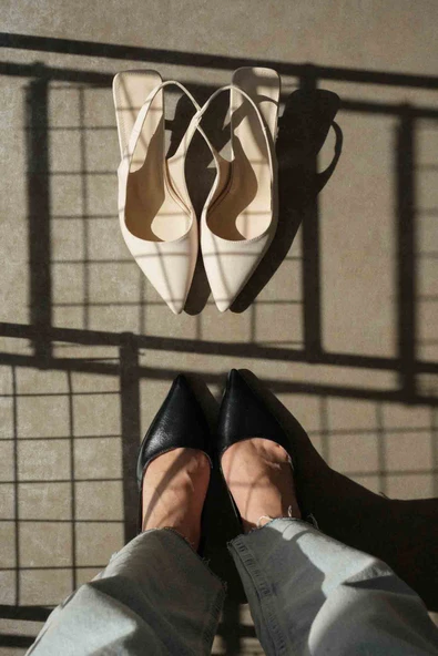 Angelica Kadın Bej Saten Topuklu Ayakkabı - Resim 17