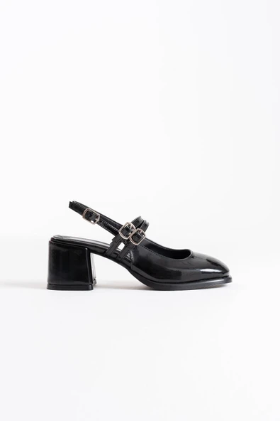 Faye Siyah Rugan Kadın Topuklu Ayakkabı ürün görseli