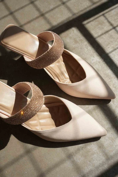 Nina Topuklu Bej Kadın Terlik - Resim 7