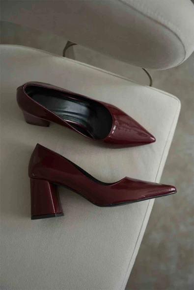 Valeria Bordo Rugan Kadın Topuklu Ayakkabı - Resim 8