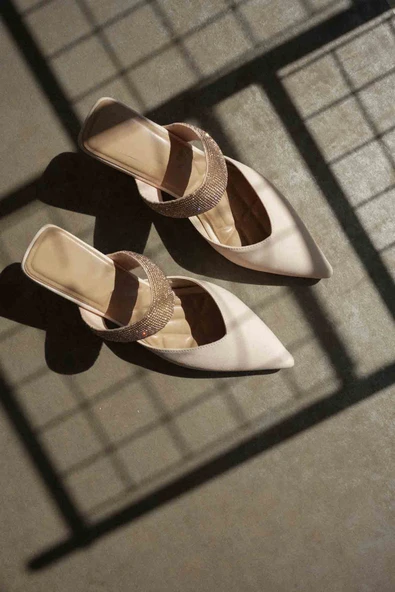 Nina Topuklu Bej Kadın Terlik - Resim 10